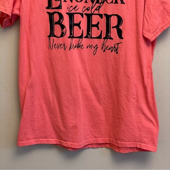 Gildan L Long Neck Beer pink black short sleeve t-shirt barbiecore Barbie casual - Picture 3 of 7